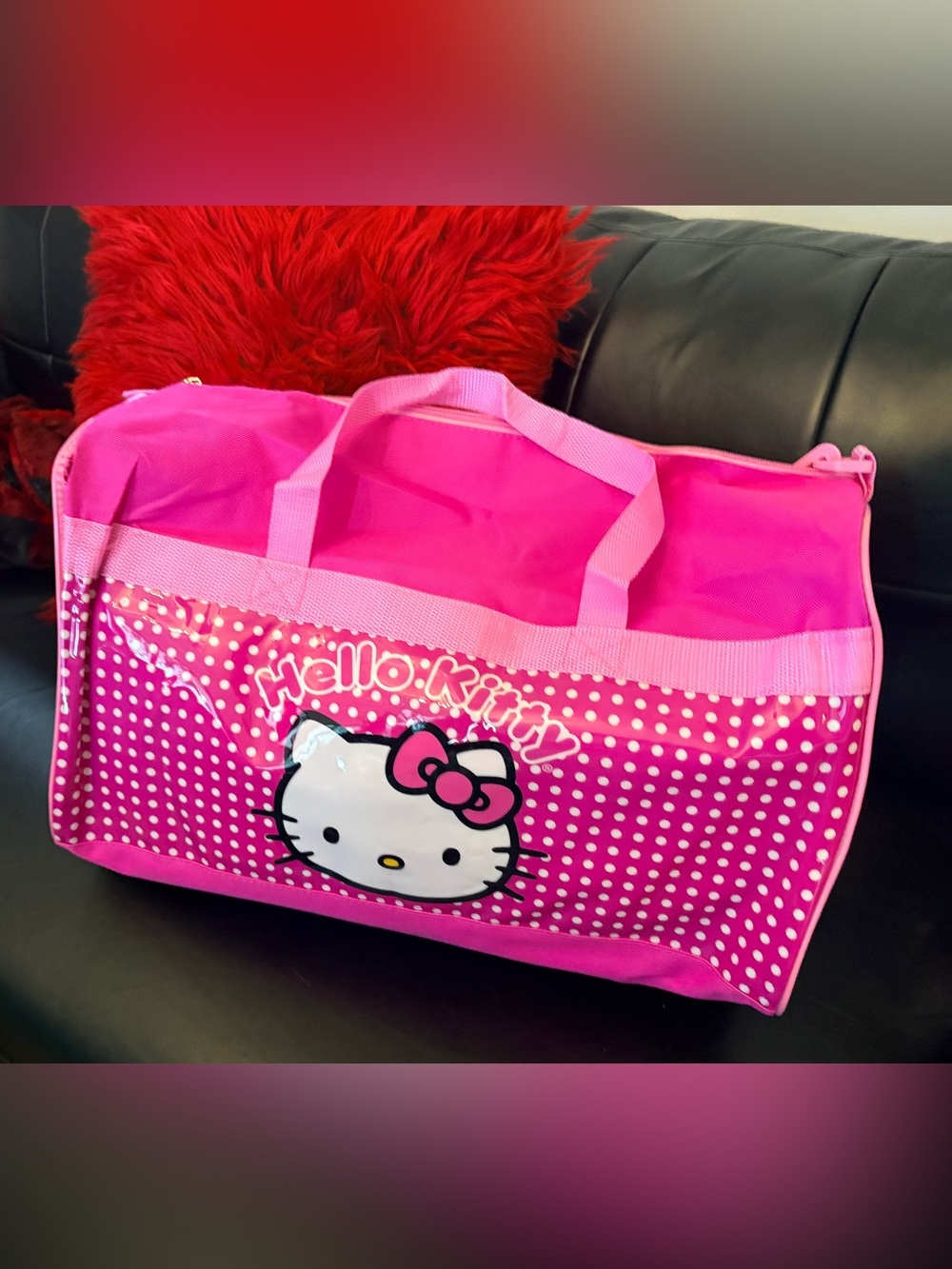 Hello Kitty Hot Pink Polka Dot Travel Tote